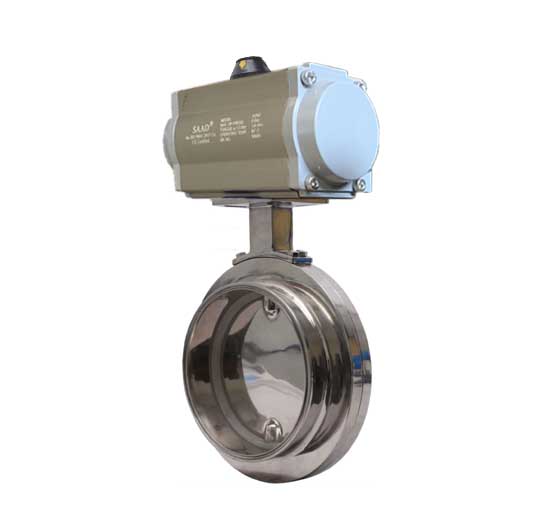 Pneumatic Actuator Operated Pharma Butterfly Valve TC End 